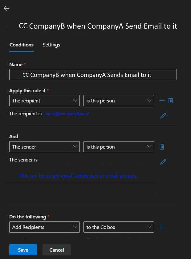Automatically Carbon Copy in EAC