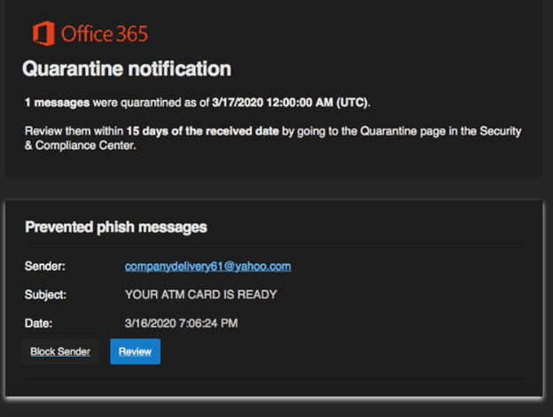 Exchange Quarantine Notification