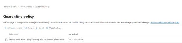 Exchange Quarantine Notification