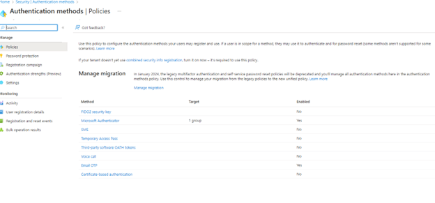 Migrate MFA and SSPR Methods