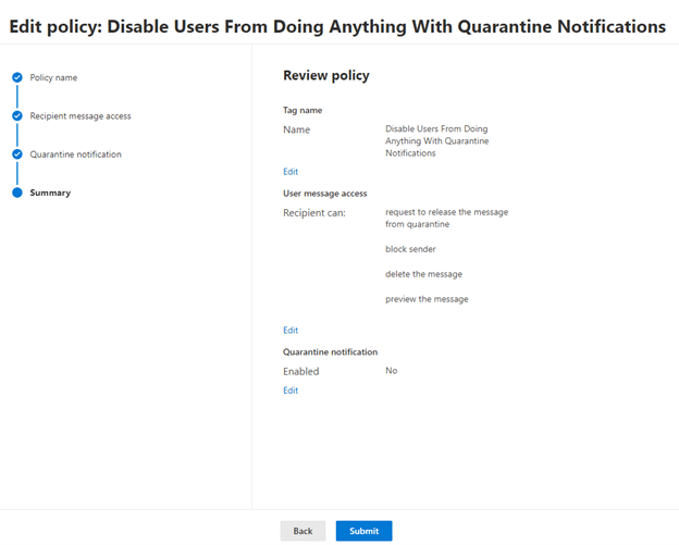 Exchange Quarantine Notification