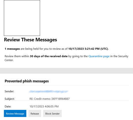 Exchange Quarantine Notification