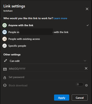 Sharing with OneDrive Online