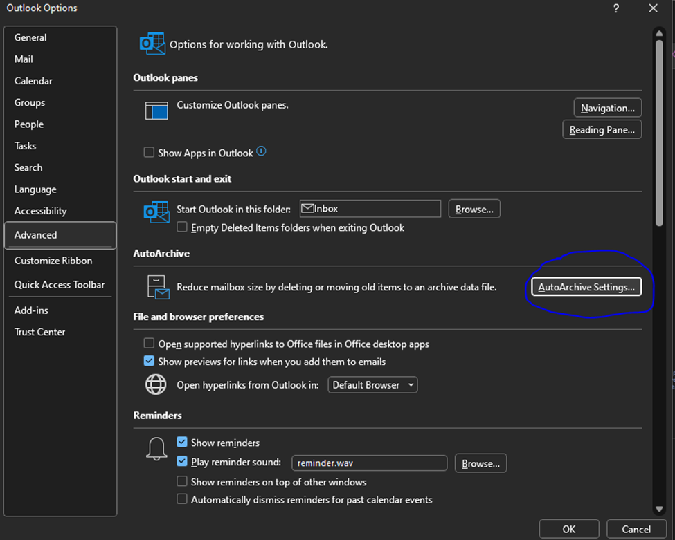 Set up Auto Archive Fast for Outlook