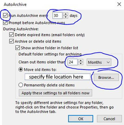 Set up Auto Archive Fast for Outlook