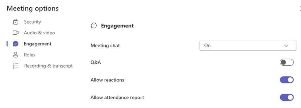 Teams Meeting Settings