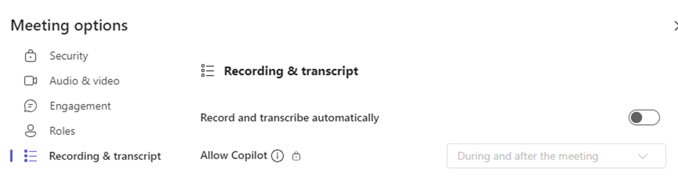 Teams Meeting Settings