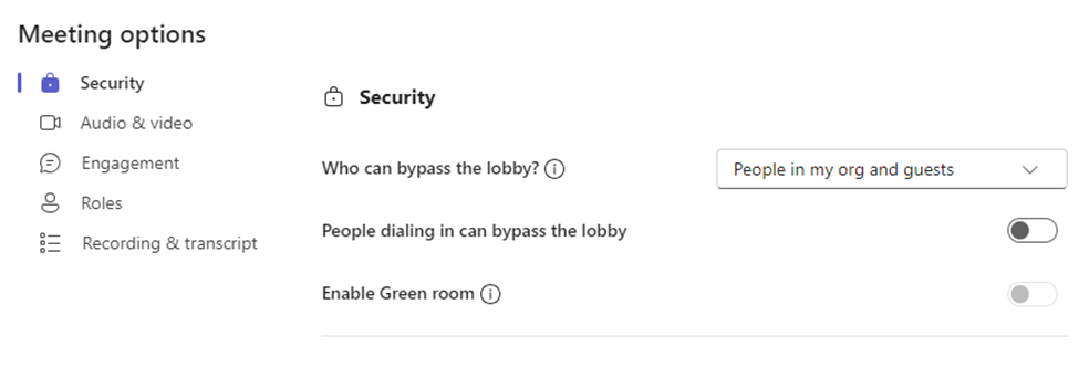 Teams Meeting Settings