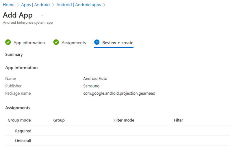 Android System Apps and Intune