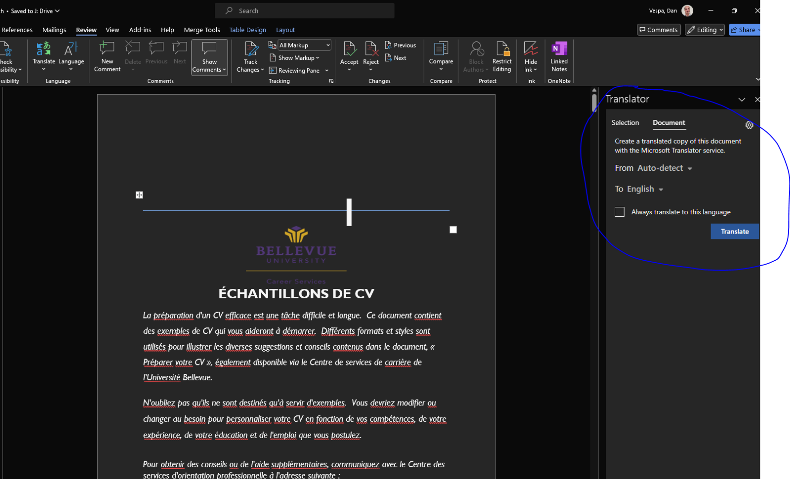 Translate Documents in Word