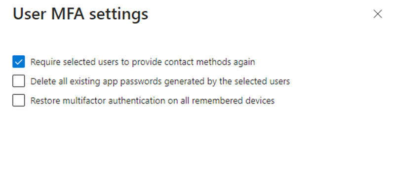 reset MFA for a user